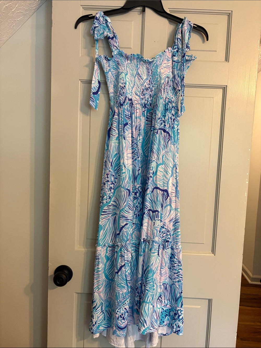 Lilly Pulitzer S Rivera Midi Dress Bermuda Blue Fishful Thinking